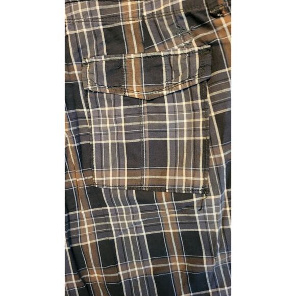 Unionbay Chino Shorts Men Size 32 Dark Gray Brown Plaid Casual Lightweight - Picture 5 of 11